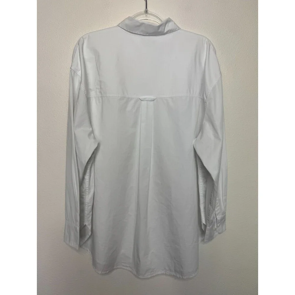 Madewell XL Oversized Button-Up Shirt White Cotton Oxford Long Sleeve Pocket NWT - Picture 13 of 14